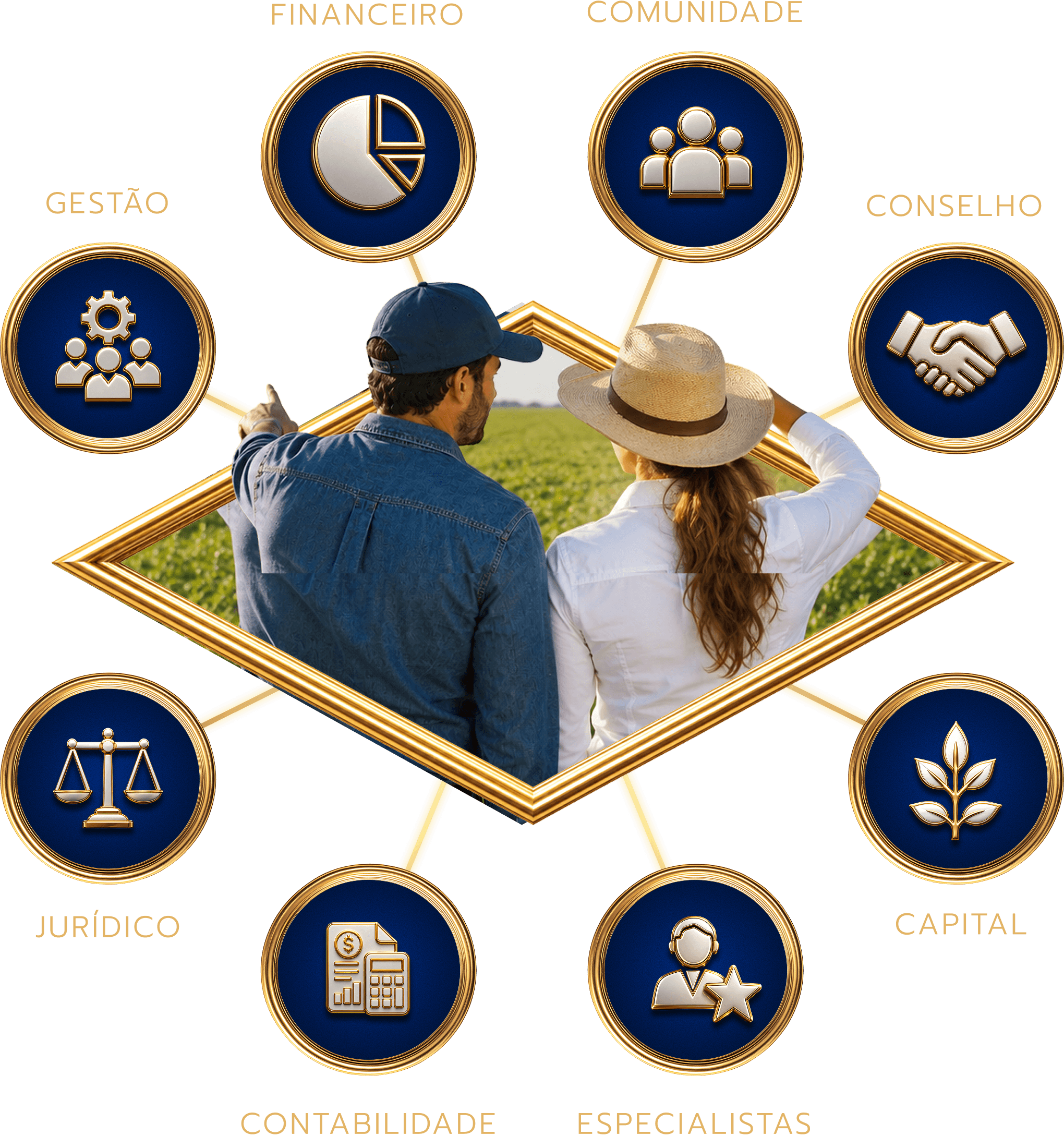 Ecossistema O Conselho Agro — Financeiro, Comunidade, Conselho, Gestão, Jurídico, Capital, Contabilidade, Especialistas